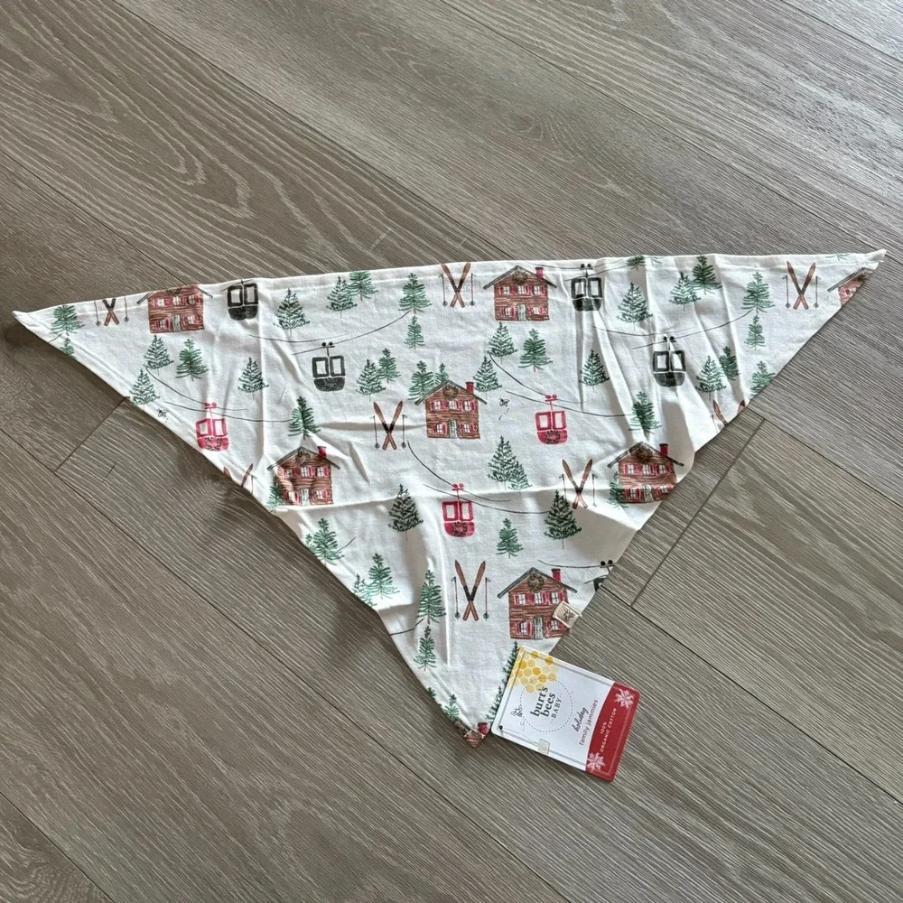 NWT Burt's Bees Organic Cotton Winter Ski Holiday PET BANDANA Matching Jammies
